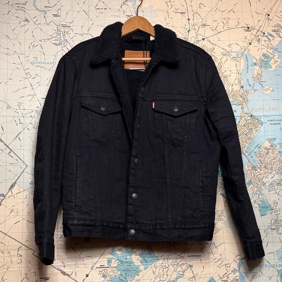 Levi’s TYPE III SHERPA TRUCKER JACKET Unisex, Sherpa, Blackout - Picture 3 of 16